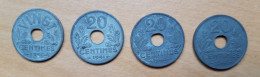 4 PIÈCES: 20 CENTIMES (1941(VINGT)  , 1941, 1942, 1943 ETAT FRANÇAIS) - 20 Centimes