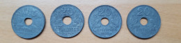 4 PIÈCES: 20 CENTIMES (1941(VINGT)  , 1941, 1942, 1943 ETAT FRANÇAIS) - 20 Centimes