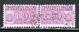 ITALIA REPUBBLICA ITALY REPUBLIC 1955 1981 PACCHI IN CONCESSIONE PARCEL POST STELLE STARS 1958 LIRE 90 USATO USED OBLIT - Concessiepaketten