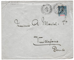 Enveloppe De Saigon - Port Du 30 Aout 1901 Pour Villafrans ( Doubs) - Brieven En Documenten