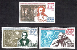 Congo Peoples Republic 1977 Victor Hugo, French Novelist 3V MNH - Neufs