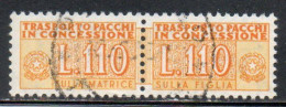 ITALIA REPUBBLICA ITALY REPUBLIC 1955 1981 PACCHI IN CONCESSIONE PARCEL POST STELLE STARS 1960 LIRE 110 USATO USED OBLIT - Concessiepaketten