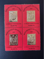 Guinée Guinea 2009 Mi. 6489 Block Of 4 Bloc De 4 Premier Timbre Polonais First Polish Stamp On Stamp Gold Or - Guinée (1958-...)