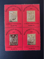 Guinée Guinea 2009 Mi. 6489 Block Of 4 Bloc De 4 Premier Timbre Polonais First Polish Stamp On Stamp Gold Or - Briefmarken Auf Briefmarken
