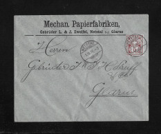 1898 HEIMAT GLARUS ► Brief "Mechan. Papierfabriken, Gebrüder L. & J. Zweifel, Netstal" Nach Glarus   ►SBK-60B◄ - Cartas & Documentos