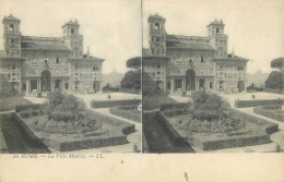 Stereographic Image ( Julien Damoy ) Postcard Italy Rome La Villa Medicis - Panteón