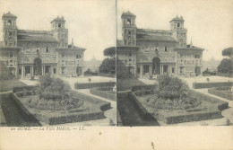 Stereographic Image ( Julien Damoy ) Postcard Italy Rome La Villa Medicis - Panthéon