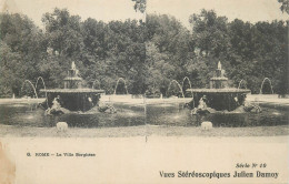 Stereographic Image ( Julien Damoy ) Postcard Italy Rome La Villa Borghese - Panteón