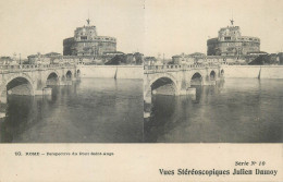 Stereographic Image ( Julien Damoy ) Postcard Italy Rome Perspective Du Pont Saint Ange - Panthéon