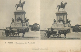 Stereographic Image ( Julien Damoy ) Postcard Italy Rome Monument De Garibaldi - Panteón