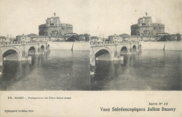 Stereographic Image ( Julien Damoy ) Postcard Italy Rome Perspective Du Pont Saint Ange - Panteón