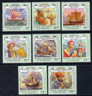 S. Vincent Bequia 1988, Explorers, Columbus, Magellan, Viking, Caboto, 8val - Explorateurs