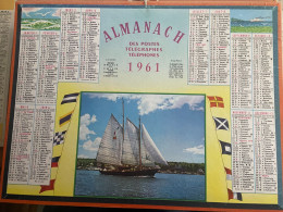 CALENDRIER ALMANACH DES POSTES  1961 / VOILES AU VENT - Grossformat : 1961-70