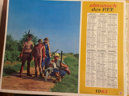 CALENDRIER ALMANACH DES POSTES  1963 / PECHE /CHASSE - Grossformat : 1961-70