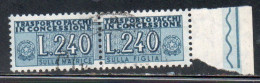 ITALIA REPUBBLICA ITALY REPUBLIC 1955 1981 PACCHI IN CONCESSIONE PARCEL POST STELLE STARS 1966 LIRE 240 USATO USED - Pacchi In Concessione