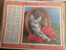 CALENDRIER ALMANACH DES POSTES  1970 / CHAT / CHIEN - Big : 1961-70