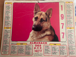 CALENDRIER ALMANACH DES POSTES  1977 / CHIEN / CHAT - Tamaño Grande : 1971-80