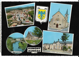 AUMONT AUBRAC (48) Souvenir Mutivues Blason, Cim CR 4 C, Cpsm GF - Aumont Aubrac