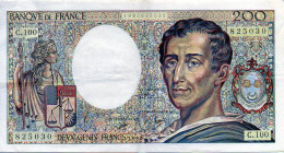 Billet 200 F Deux Cents Francs Montesquieu, Circulé. Banque De France, Année 1990 - C. 100 - 825030 - 1982825030 - 200 F 1981-1994 ''Montesquieu''