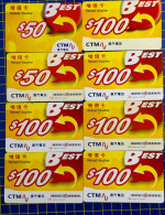 RELOAD VOUCHER CARDS LOT OF 8 CARD, USED, VERY FINE AND CLEAN. CLEARING STOCK. - Macau