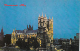 CARTOLINA  LONDON,INGHILTERRA,REGNO UNITO,WESTMINSTER ABBEY FLOODLIT-NON VIAGGIATA - Westminster Abbey