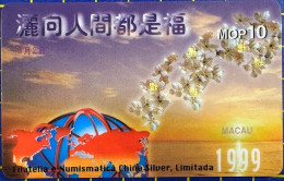 MACAU - FILATELIA E NUMISTATICA CHINA SILVER, LIMITED PHONE CARDS X 2, UNUSED & USED. - Macao