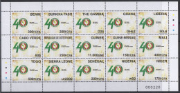 ULTRA RARE Feuille 15 Pays 15 Countries Sheet 15 Länder 2015 Emission Commune Joint Issue CEDEAO ECOWAS 40 Ans 40 Years - Gambie (1965-...)