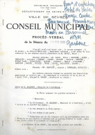 78 Seine Et Oise Yvelines - SEVRES - P.V. De La Ville Du 30 Nov 1936 - Construction Hôtel Des Postes - VACLE - SALENGRO - Documents Historiques