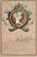 Illustration Non Signée D'un Portrait De Profil D'une Femme - Relief - 1901 - Carte Postale Ancienne - 1900-1949