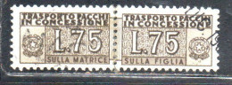 ITALIA REPUBBLICA ITALY REPUBLIC 1955 1981 PACCHI IN CONCESSIONE PARCEL POST STELLE STARS LIRE 75 USATO USED OBLIT - Pacchi In Concessione