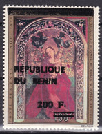 BENIN 1994 1995 MICHEL 609 200F /100F Val 50€- VIERGE AU BUISSON DE ROSES NOEL 1974- OVERPRINT SURCHARGE OVERPRINTED MNH - Bénin – Dahomey (1960-...)