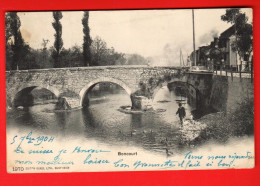 KAS-24  Boncourt. Le Doubs. Train à Vapeur  ANIME  Dos Simple. Cachet Boncourt 1904 Vers Neuville Sur Saône - Boncourt