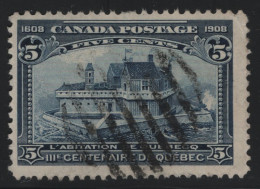 Canada 1908 Used Sc 99 5c Champlain's Harbour Crease - Used Stamps