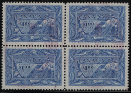 Canada 1951 Used Sc 302 $1 Fisherman, Marine Life Block Of 4 - Used Stamps