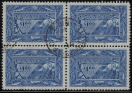 Canada 1951 Used Sc 302 $1 Fisherman, Marine Life Block Of 4 CDS St. John's 51 ? VII - Used Stamps