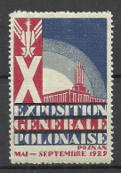 POLAND Polska 1929 Advertising Reklamemarke 1929 Exposition Generale Polonaise In Poznan MNH - Viñetas