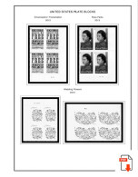 US 2011-2015 PLATE BLOCKS STAMP ALBUM PAGES (56 B&w Illustrated Pages) - English