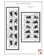 US 1990-1999 PLATE BLOCKS STAMP ALBUM PAGES (119 B&w Illustrated Pages) - English