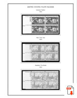 US 1950-1959 PLATE BLOCKS STAMP ALBUM PAGES (50 B&w Illustrated Pages) - Inglese