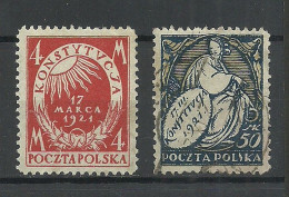 POLEN Poland 1921 Michel 166 & 170 (*)/o - Sonstige & Ohne Zuordnung