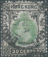 Great Britain-ENGLAND,Hong Kong,1903 King Edward VII Of The United Kingdom-30C Black/green,Obliterated,Value:€30,00 - Usati
