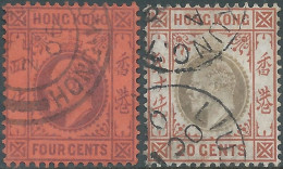 Great Britain-ENGLAND,Hong Kong,1903 King Edward VII - 4C Violet Red Paper & 20C Orange Brown/grey,Obliterated - Gebraucht