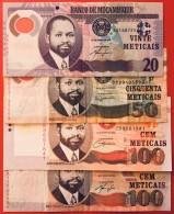 MOZAMBIQUE 4 BILLETS (20, 50 Et 2x 100 Meticais) 2006 P#145, 2011 P#149 Et P#151, 2017 P#150 [voir Les Fotos] - Mozambique