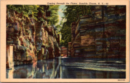 New York Ausable Chasm Coming Through The Flume Curteich - Adirondack