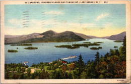 New York Lake George Hundred Islands And Tongue Mountain The Narrows 1947 Curteich - Lake George