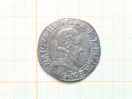 Henri III 1/2 Franc Au Col Plat 1587 - 1574-1589 Enrique III