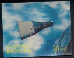 BHUTAN 1970 MAN'S CONQUEST OF SPACE Plastic - 3-D / Odd / Unusual / Unique Stamp Mint, As Per Scan - Fouten Op Zegels