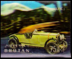 BHUTAN 1971 CLASSIC CARS Plastic - 3-D / Odd / Unusual / Unique Stamp Mint, As Per Scan - Erreurs Sur Timbres