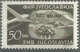 TRIESTE B 1954 POSTA AEREA AIR MAIL ESPERANTO CONGRESS FRANCOBOLLI DI YUGOSLAVIA SOPRASTAMPATO JUGOSLAVIA 50d MNH - Airmail