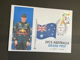 (4 P 7) Formula One - 2023 Australia Grand Prix - Winner Max Verstappen (2 April 2023) With OZ Stamp Melbourne P/m - Altri & Non Classificati